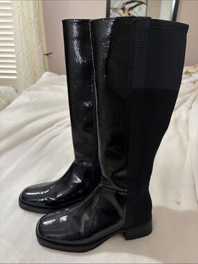 Macy's Shiny Black Riding Boots. Size 7